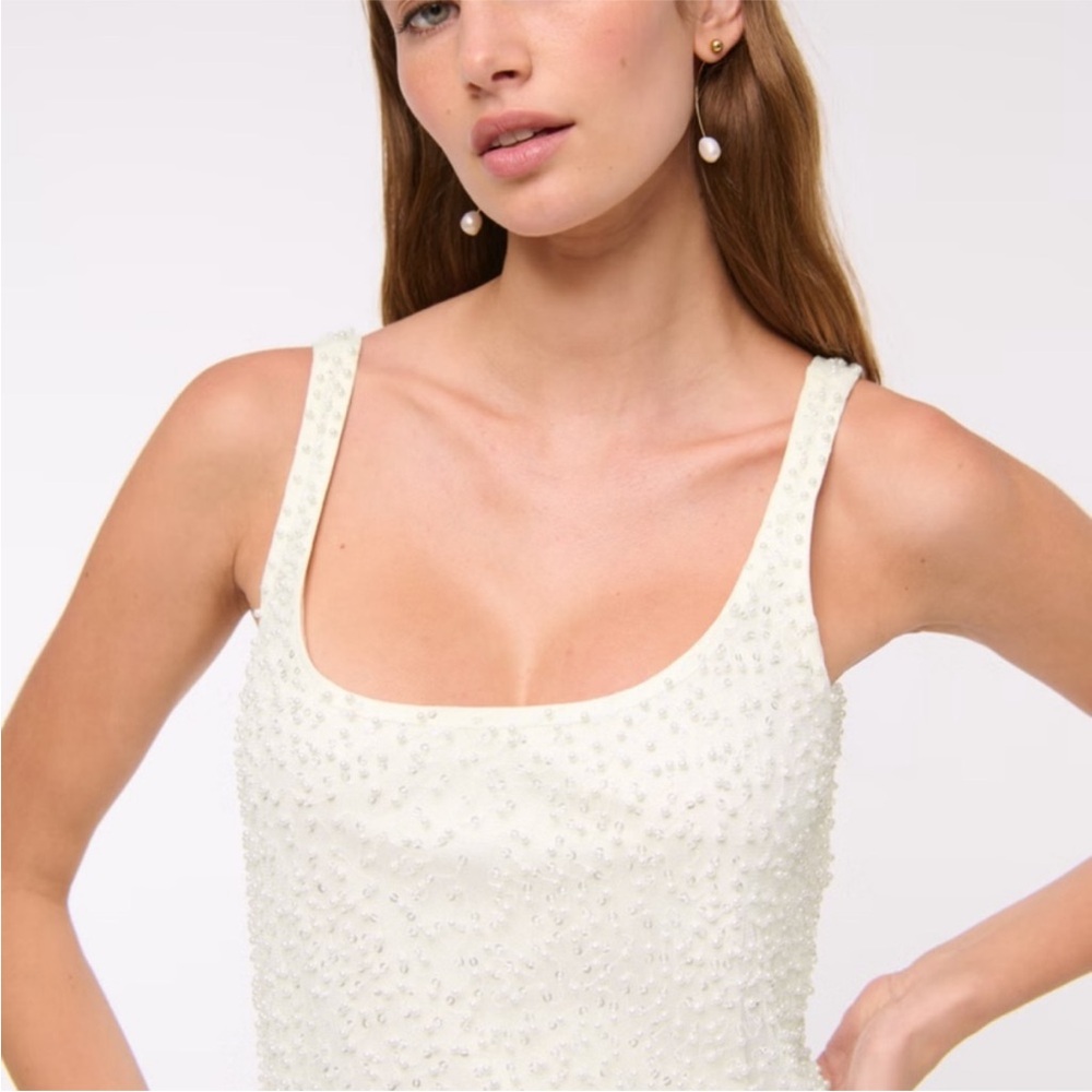 Abercrombie & Fitch White Beaded Mini Dress - Picture 6 of 15